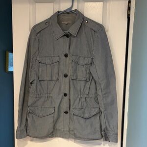 GAP Vintage  Women’s Striped Military Jacket - Navy and White